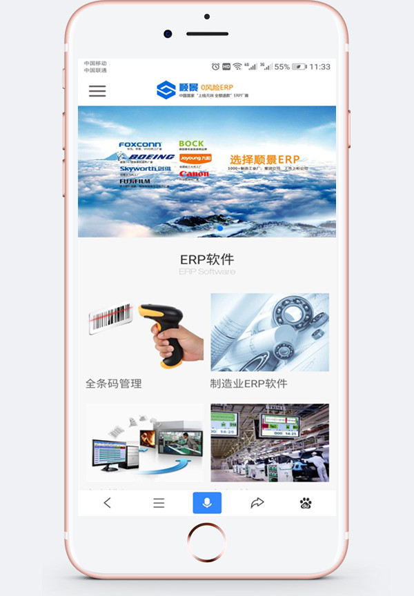 ERP行业手机网站建设